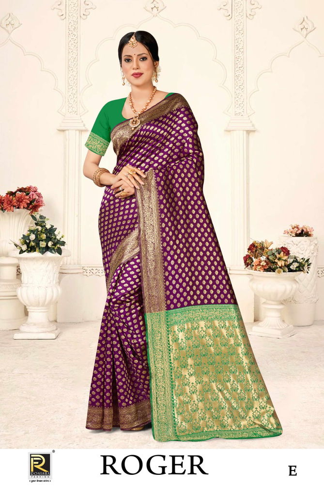 Roger By Ronisha Banarasi Silk Designer Wholesale Saree in India
